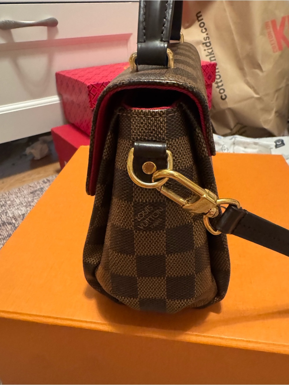 Louis Vuitton Brown Damier Top Handle Satchel with Gold Hardware - Picture 4 of 9